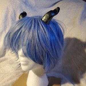 Horns Metallic Black Green Cosplay